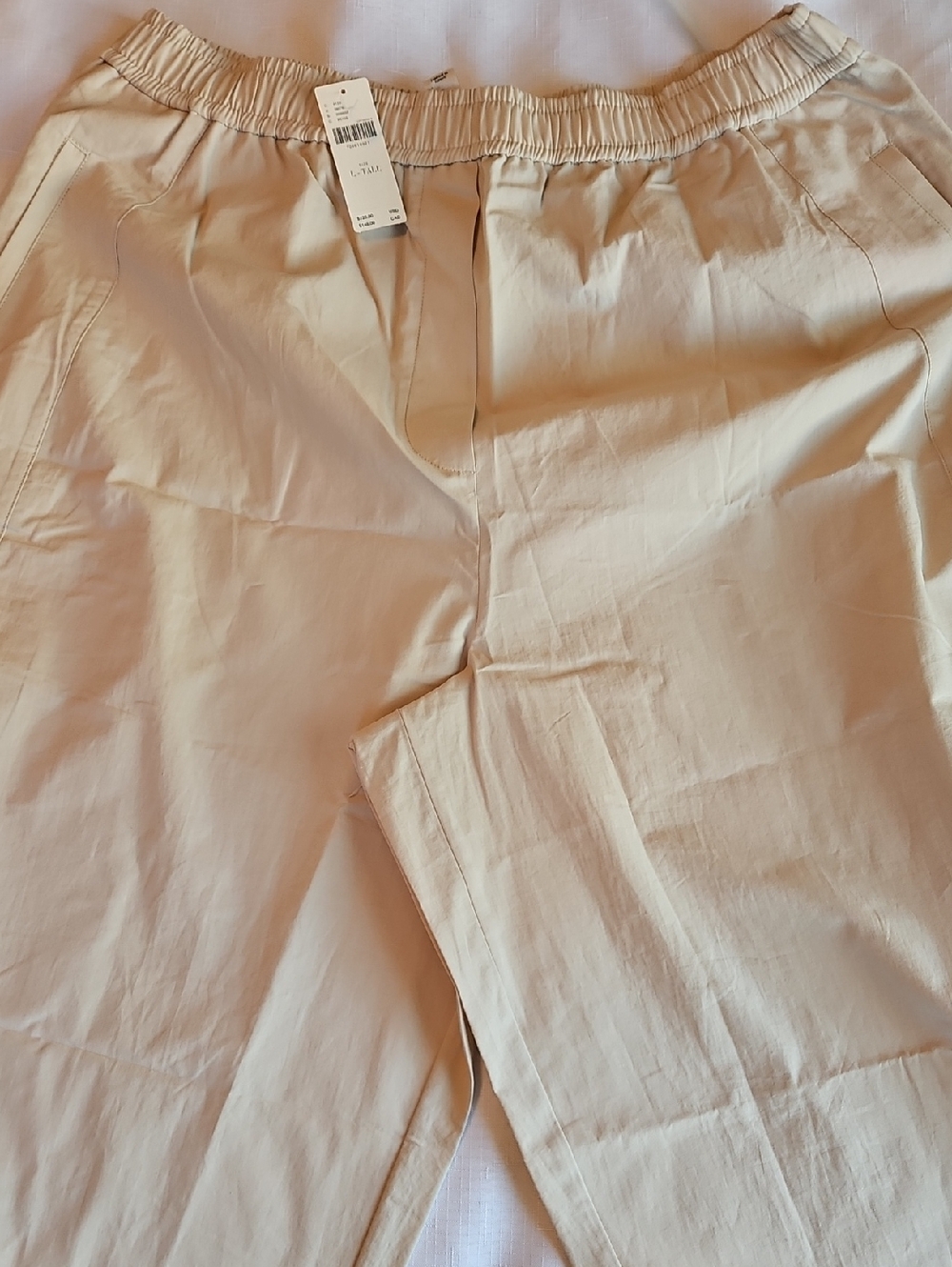 Anthropologie Maeve Sporty Poplin Off Whote Cream Pull-On Cotton Poplin Trousers - Picture 5 of 7